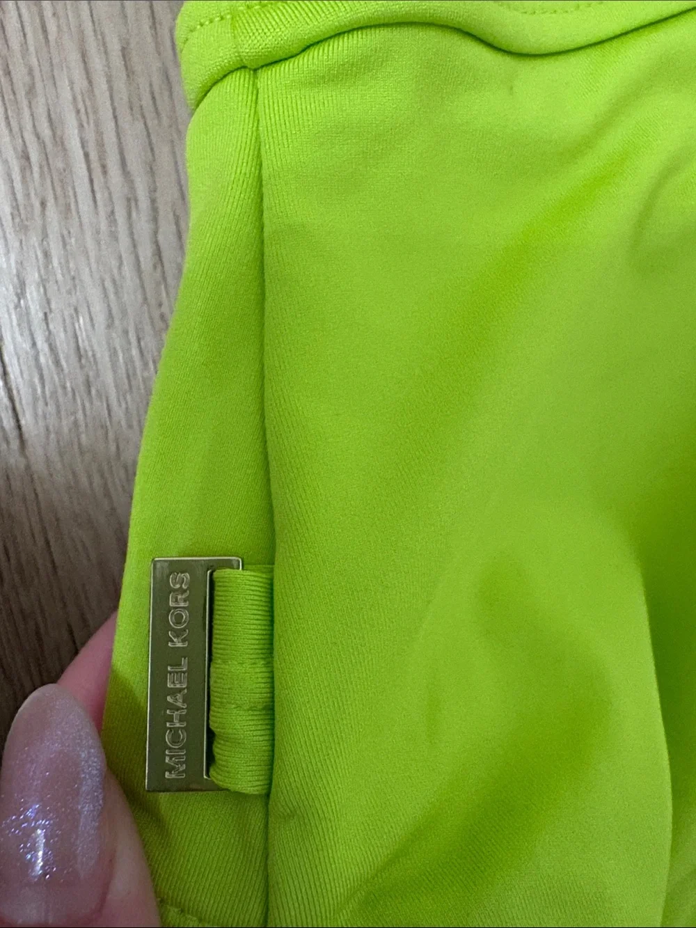 Michael Kors Neon Lime One-Shoulder Cutout One-Piece Swimsuit